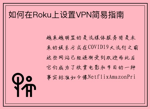 如何在Roku上设置VPN简易指南